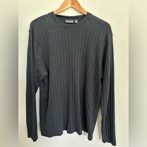 Croft & Borrow Men’s Crew Neck Ribbed Sweater - Dark Gray